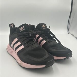 Adidas Women's Black and Pink Striped Sneakers size 5 1/2